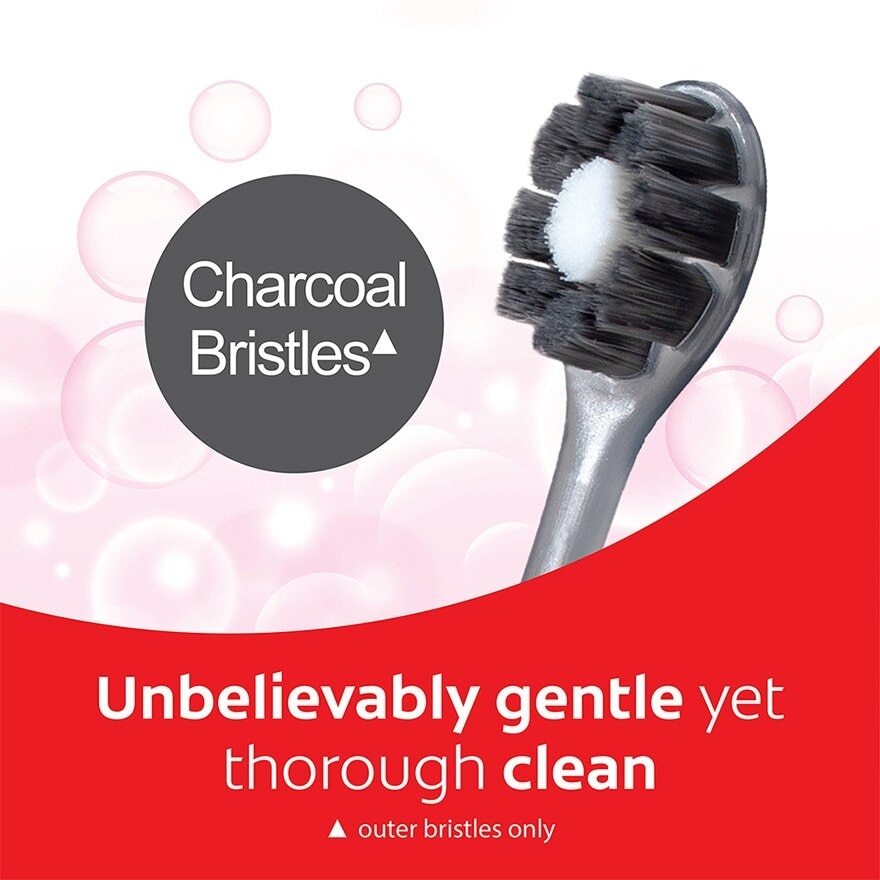 Colgate Cushion Clean Charcoal Super Dense Fluffy Thin Toothbrush 2s