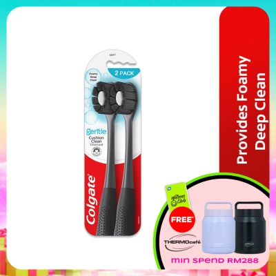 COLGATE - Colgate Cushion Clean Charcoal Super Dense Fluffy Thin Toothbrush 2s