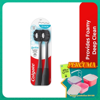 COLGATE - Colgate Cushion Clean Charcoal Super Dense Fluffy Thin Toothbrush 2s