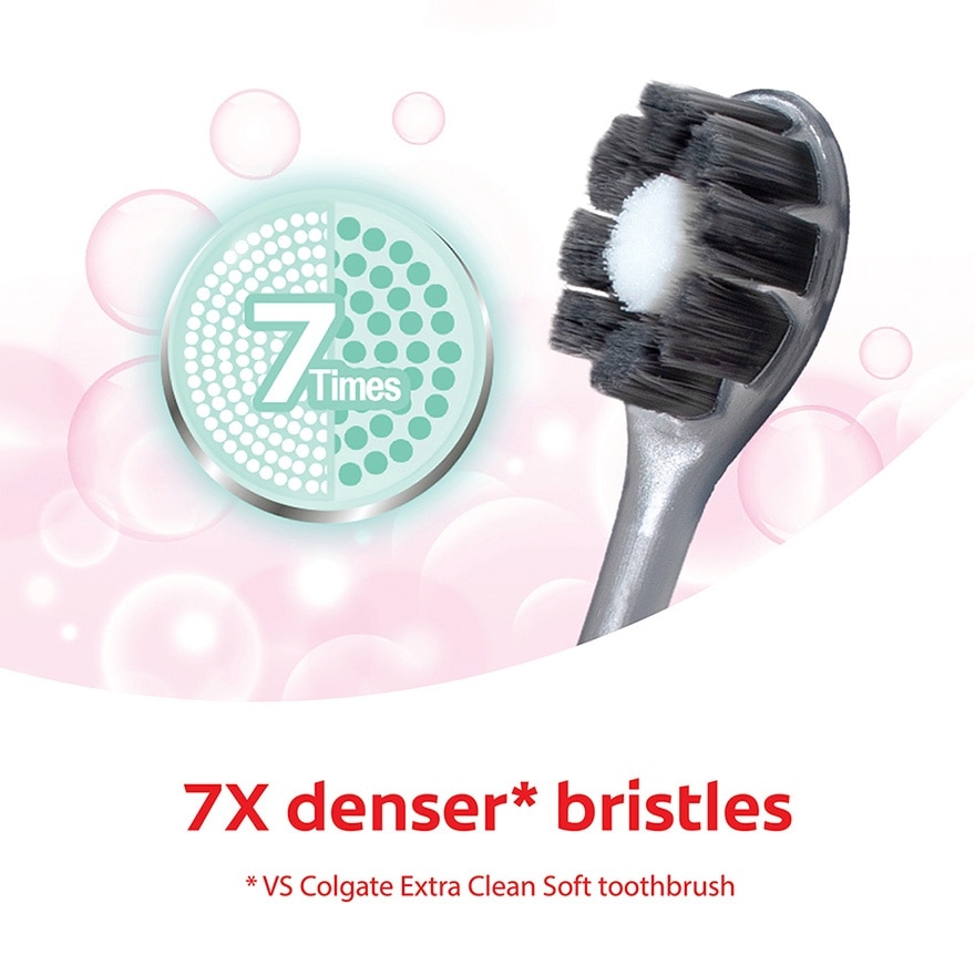 Colgate Cushion Clean Charcoal Super Dense Fluffy Thin Toothbrush 2s