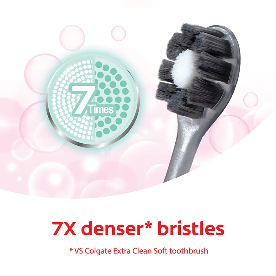 Colgate Cushion Clean Charcoal Super Dense Fluffy Thin Toothbrush 2s image