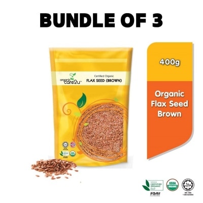 ORGANIC CARE2U Organic Flax Seed - Brown (400g x 3 Packs)