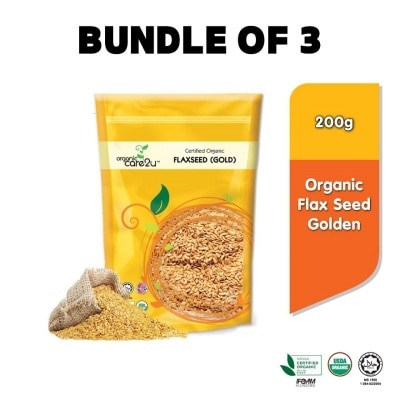 ORGANIC CARE2U Organic Flax Seed Golden (200g x 3 Packs)