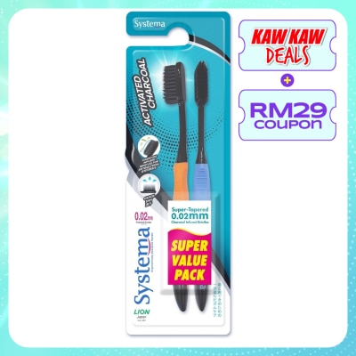 SYSTEMA Activated Charcoal Toothbrush 2s