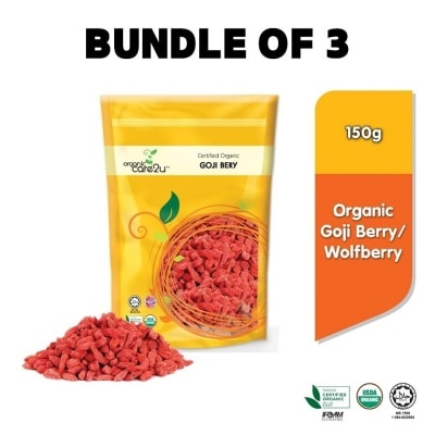 ORGANIC CARE2U Organic Goji Berry/Wolfberry (150g x 3 Packs)