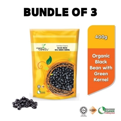 ORGANIC CARE2U Organic Black Bean Green Kernel (400g x 3 Packs)