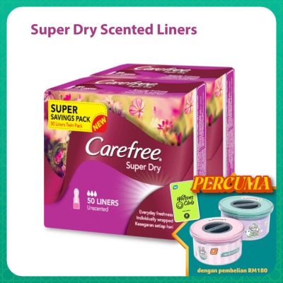 CAREFREE Super Dry Unscented Liners 2 x 50's