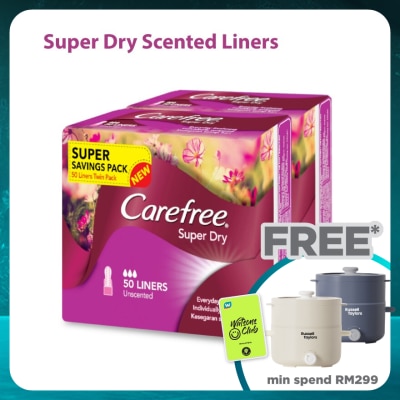 CAREFREE Super Dry Unscented Liners 2 x 50's