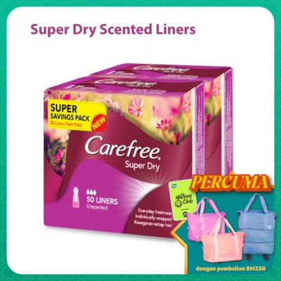 CAREFREE Super Dry Unscented Liners 2 x 50's