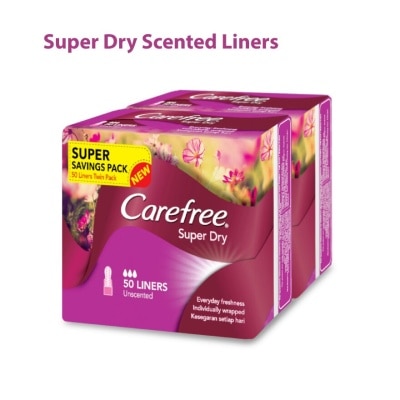 CAREFREE Super Dry Unscented Liners 2 x 50's