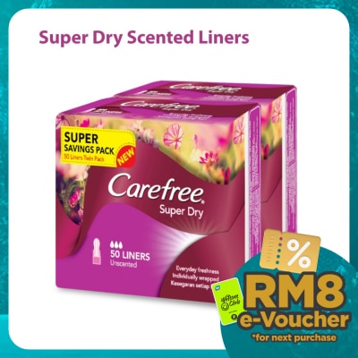 CAREFREE Super Dry Unscented Liners 2 x 50's