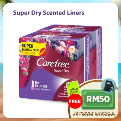 CAREFREE - Super Dry Shower Fresh Scent Liners 2x50s
