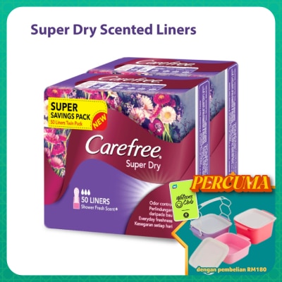 CAREFREE - Super Dry Shower Fresh Scent Liners 2x50s