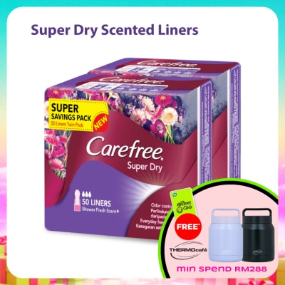 CAREFREE - Super Dry Shower Fresh Scent Liners 2x50s