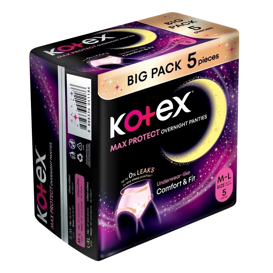 Overnight Panties M-L (5s) - Period Panties with 360⁰ Anti-Leakage Protection Disposable