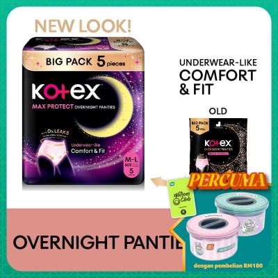 KOTEX Overnight Panties M-L (5s) - Period Panties with 360⁰ Anti-Leakage Protection Disposable