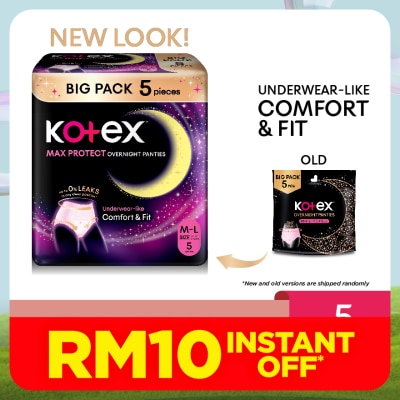 KOTEX Overnight Panties M-L (5s) - Period Panties with 360⁰ Anti-Leakage Protection Disposable