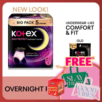 KOTEX Overnight Panties M-L (5s) - Period Panties with 360⁰ Anti-Leakage Protection Disposable