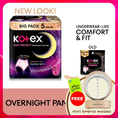 KOTEX - Overnight Panties M-L (5s) - Period Panties with 360⁰ Anti-Leakage Protection Disposable