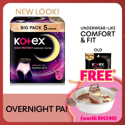 KOTEX Overnight Panties M-L (5s) - Period Panties with 360⁰ Anti-Leakage Protection Disposable