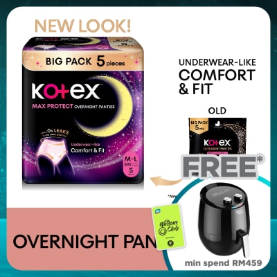 KOTEX Overnight Panties M-L (5s) - Period Panties with 360⁰ Anti-Leakage Protection Disposable
