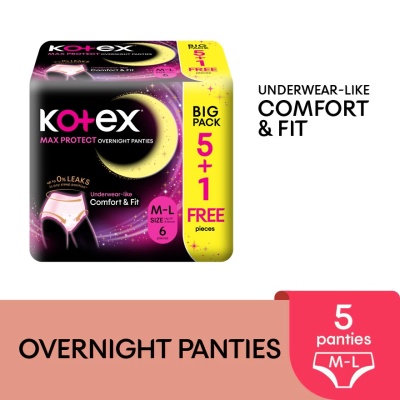 KOTEX - Overnight Panties M-L (5s) - Period Panties with 360⁰ Anti-Leakage Protection Disposable image