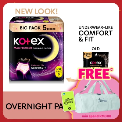 KOTEX Overnight Panties L-XL (5s) - Period Panties with 360⁰ Anti-Leakage Protection Disposable