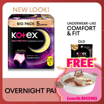 KOTEX Overnight Panties L-XL (5s) - Period Panties with 360⁰ Anti-Leakage Protection Disposable