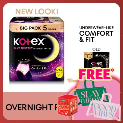 KOTEX Overnight Panties L-XL (5s) - Period Panties with 360⁰ Anti-Leakage Protection Disposable
