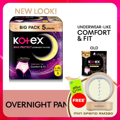 KOTEX - Overnight Panties L-XL (5s) - Period Panties with 360⁰ Anti-Leakage Protection Disposable