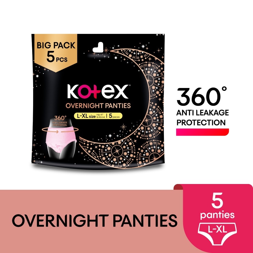 Overnight Panties L-XL (5s) - Period Panties with 360⁰ Anti-Leakage Protection Disposable