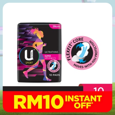 KOTEX Sport Ultrathin Super Wing Pad 28cm (10s) - Super absorbent sanitary pad against leak
