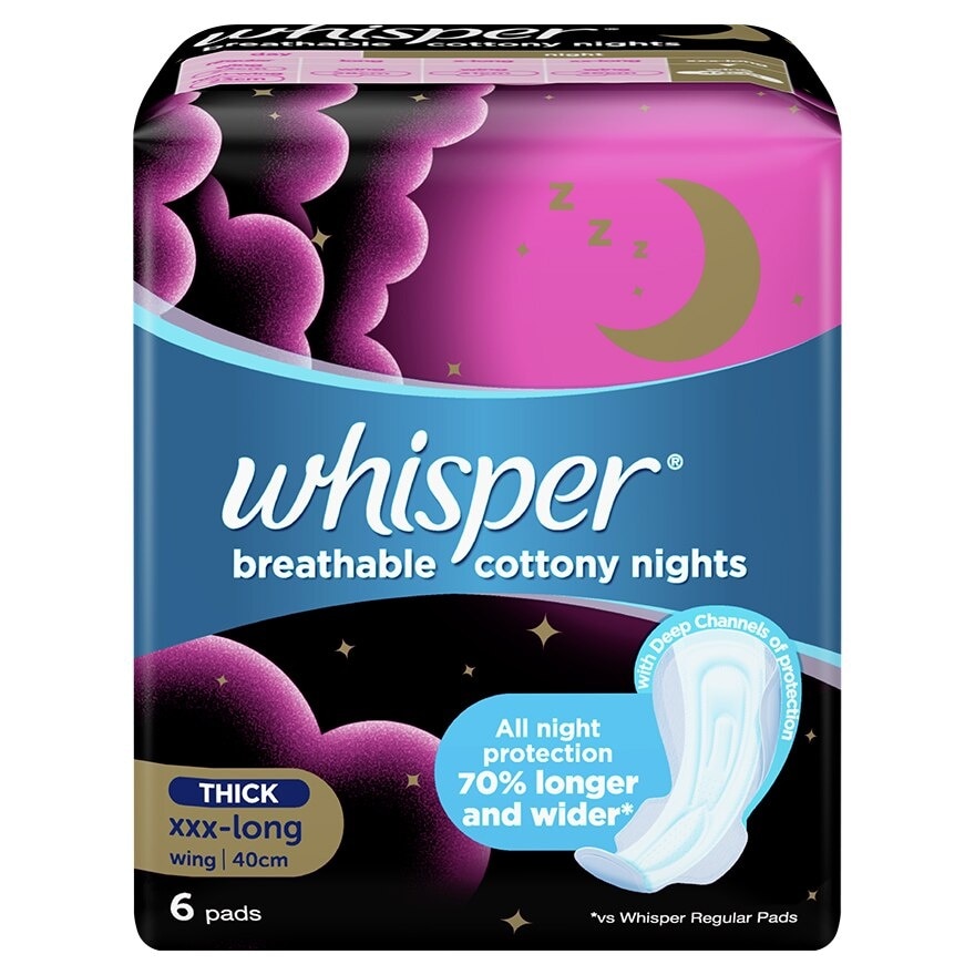 Cottony Soft Overnight Wing Sanitary Pads 40cm 6's