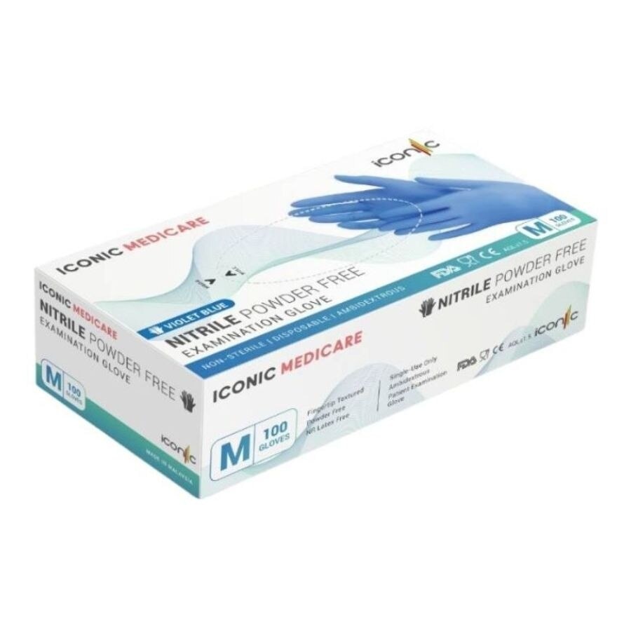 Nitrile Examination Gloves Blue M 100's