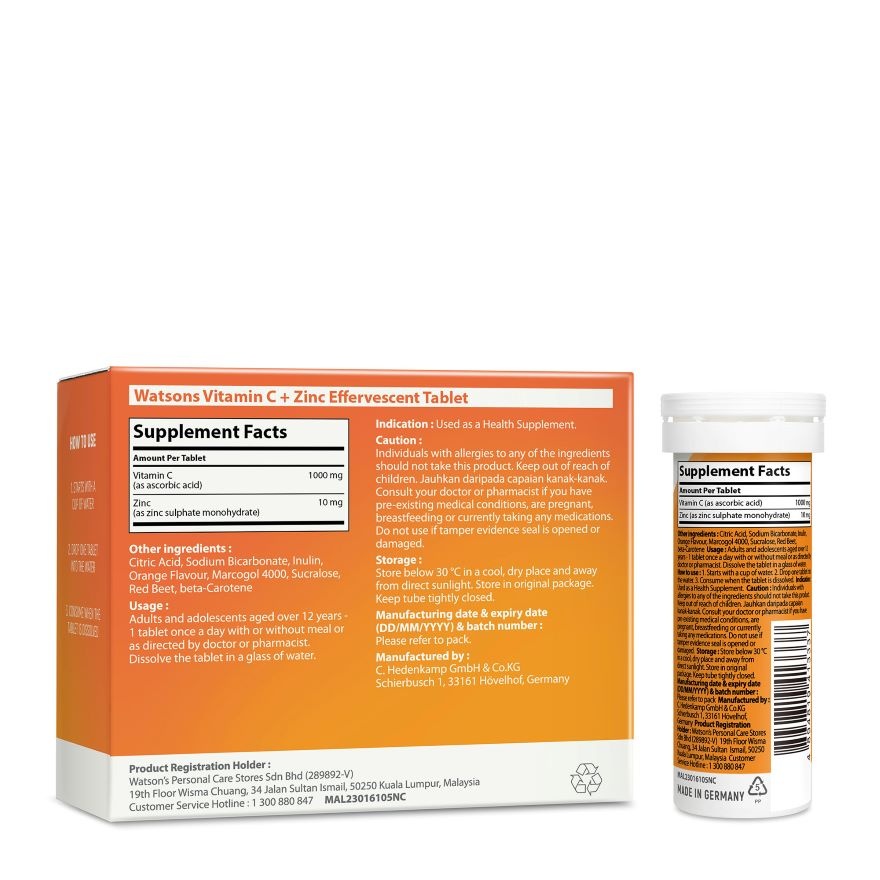 Effervescent Vitamin C + Zinc  3 x 10's image