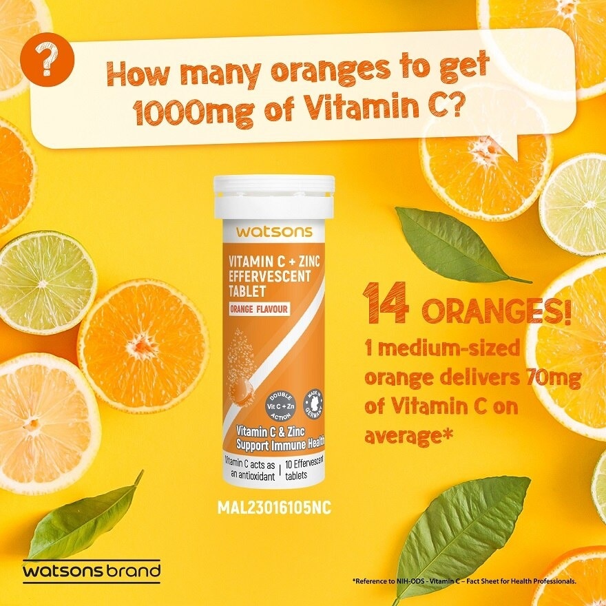 Effervescent Vitamin C + Zinc  6 x 10's