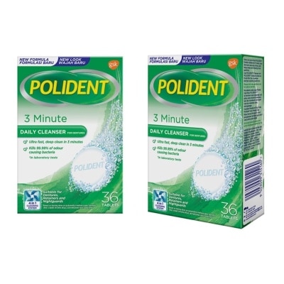 POLIDENT Daily Denture Cleanser 3Minute 36S For 36 Days Use