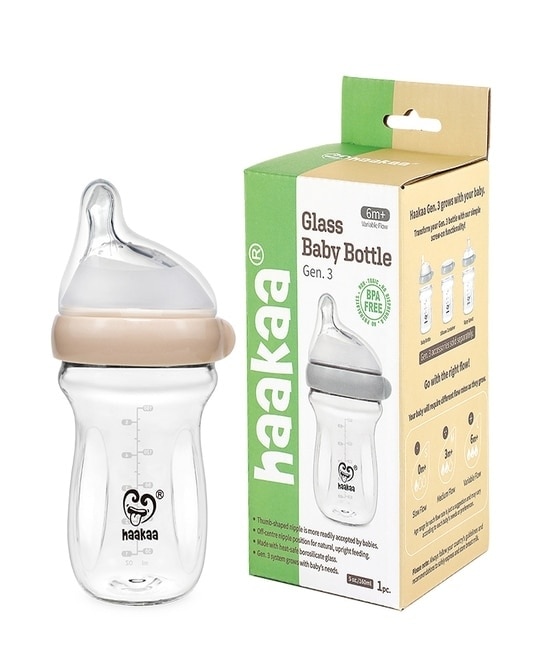 Generation 3 Glass Baby Bottle 160ml (6M+) - Peach