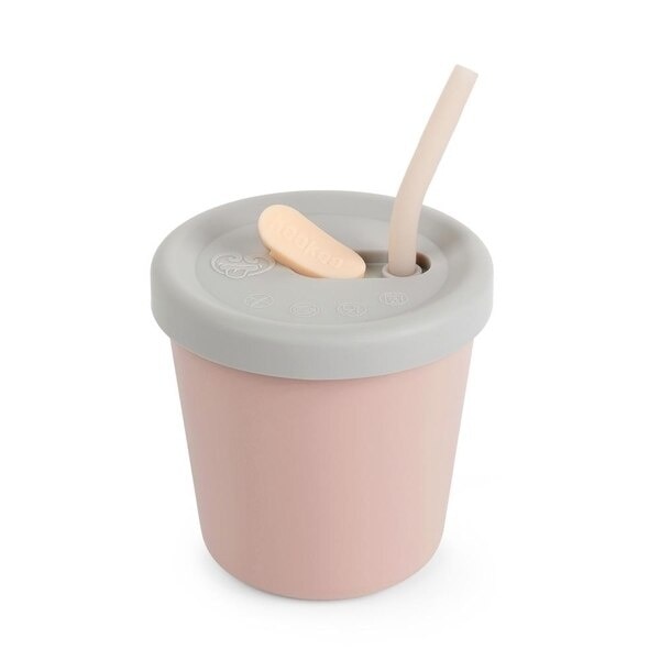 Silicone Sippy Straw Cup (150ml) - Blush