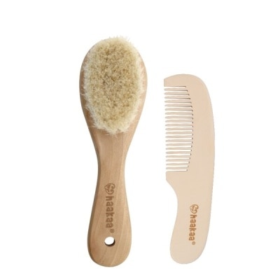 HAAKAA Goat Wool Wooden Baby Hairbrush with Wooden Comb C