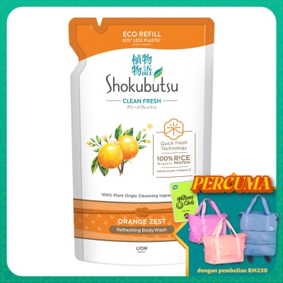 SHOKUBUTSU Body Wash Orange Peel Refill 500g