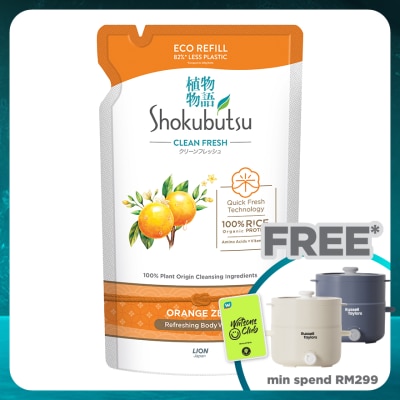 SHOKUBUTSU Body Wash Orange Peel Refill 500g