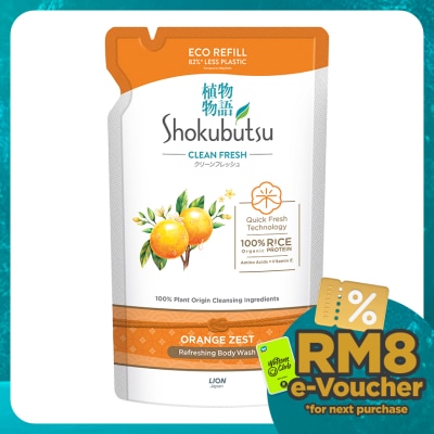 SHOKUBUTSU Body Wash Orange Peel Refill 500g