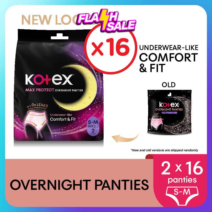 Overnight Panties S-M (2s x 16 Packs) - Period Panties with 360⁰ Anti-Leakage Protection Disposable