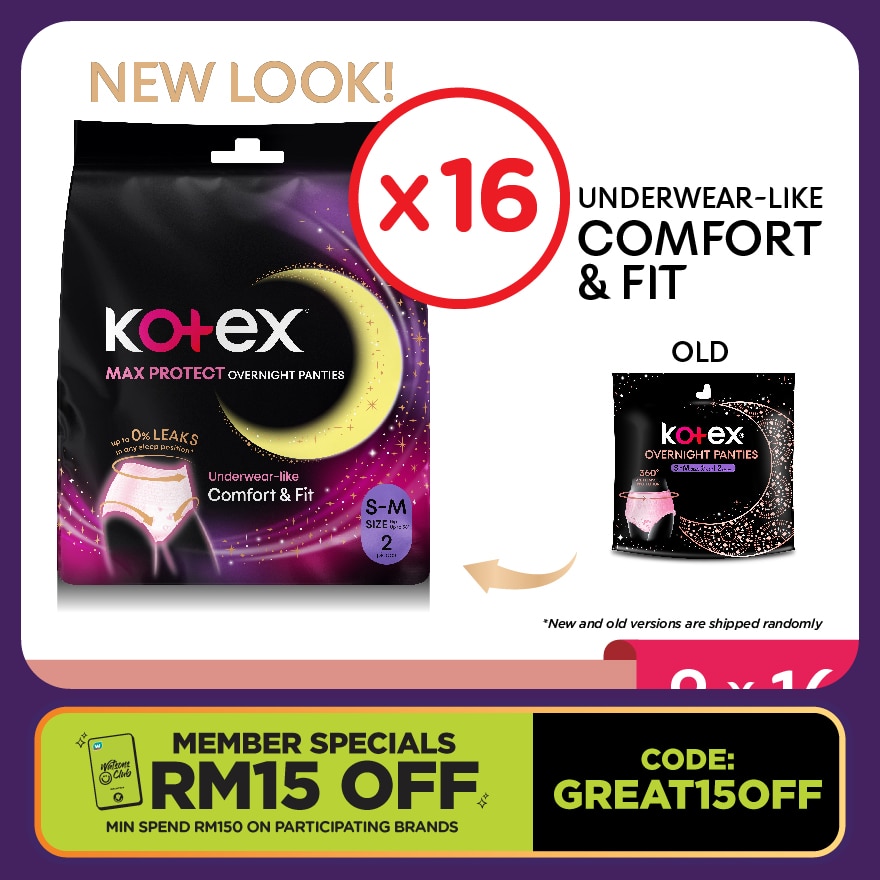 Overnight Panties S-M (2s x 16 Packs) - Period Panties with 360⁰ Anti-Leakage Protection Disposable