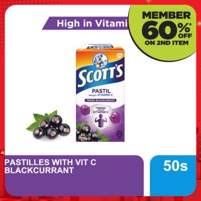 SCOTT'S Vitamin C Pastilles Blackcurrant 50S For Kids