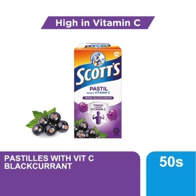 SCOTT'S Vitamin C Pastilles Blackcurrant 50S For Kids