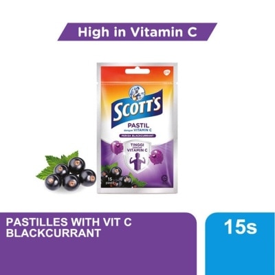 SCOTT'S Vitamin C Pastilles Blackcurrant 15S For Kids