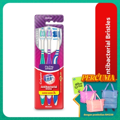 COLGATE - Colgate ZigZag Toothbrush Valuepack 3s (Medium)
