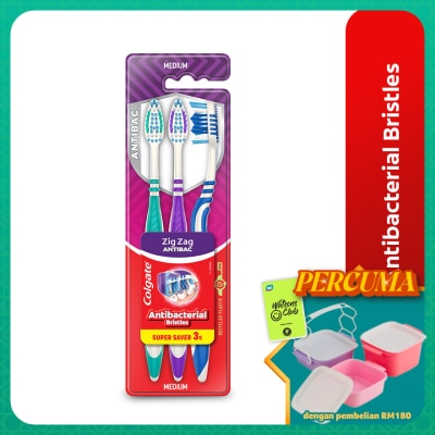 COLGATE - Colgate ZigZag Toothbrush Valuepack 3s (Medium)